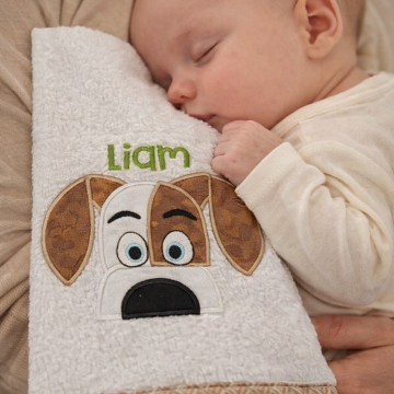 Applique dog burpcloth  1